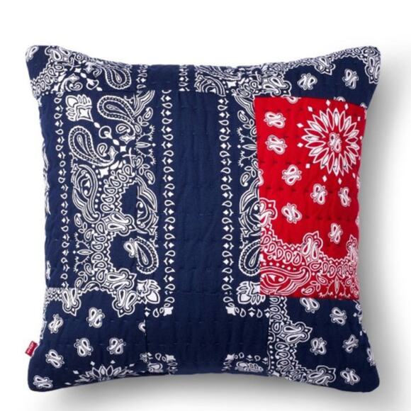 Levi's Patchwork Bandana Print Throw Pillow Blue - Picture 1 of 4